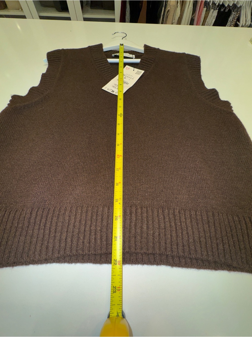 ZARA Brown Knit V-Neck Sleeveless Vest - Picture 6 of 8